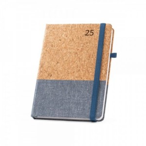  Agendas originales con tapas de corcho y logo de empresa personalizado color Azul