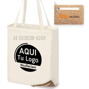 Bolsas plegables de algodón con funda de corcho