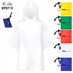 Poncho impermeable de plástico para niños con caja y mosquetón llavero