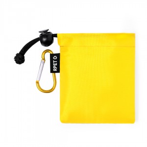 Poncho impermeable de plástico para niños con caja y mosquetón llavero AMARILLO