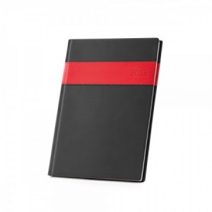  Agendas personalizadas para publicidad de color negro contrastadas con franja a color color Rojo